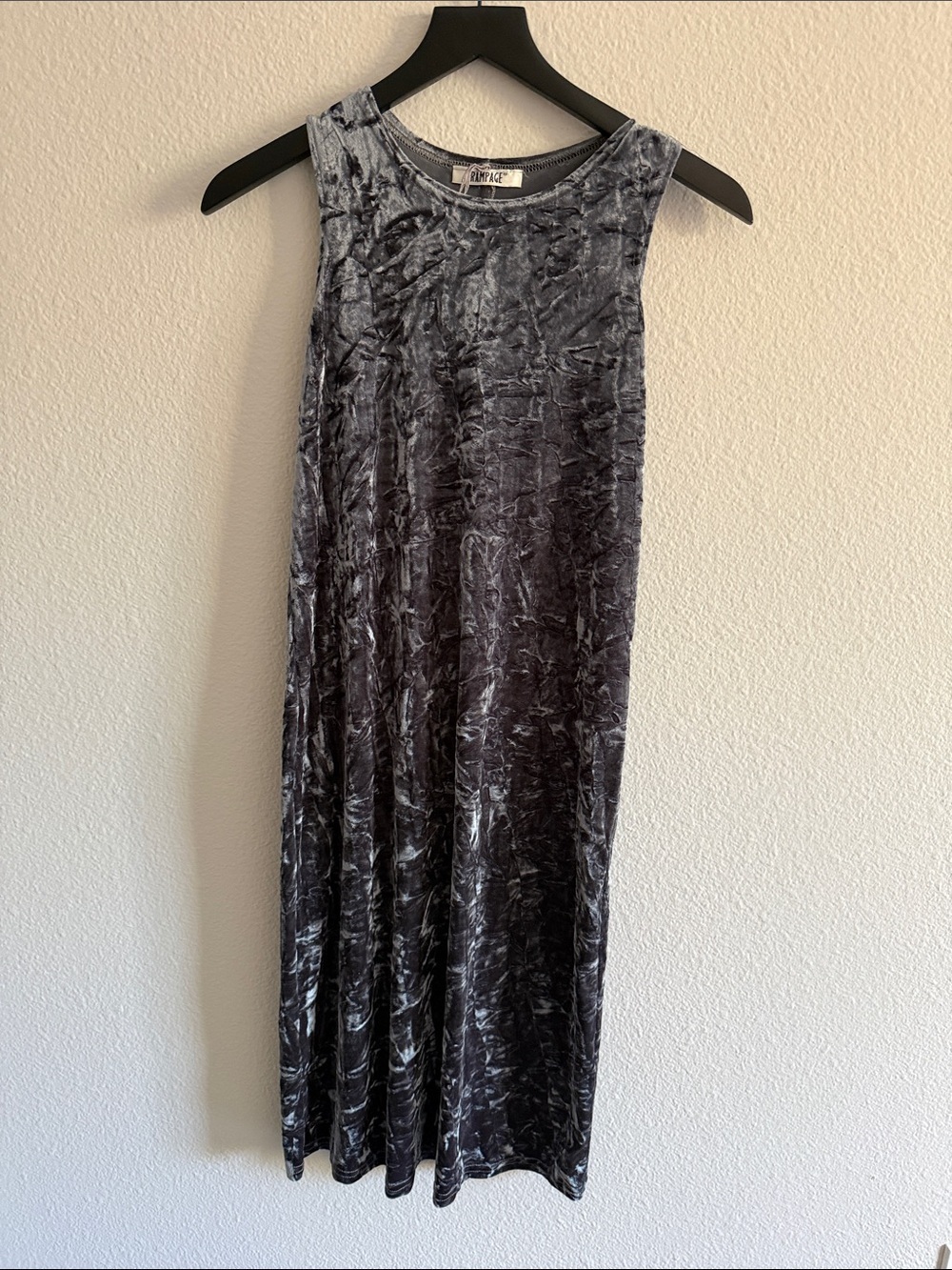 Vintage 90’s Rampage Crushed Velvet Midi Dress in Charcoal Gray